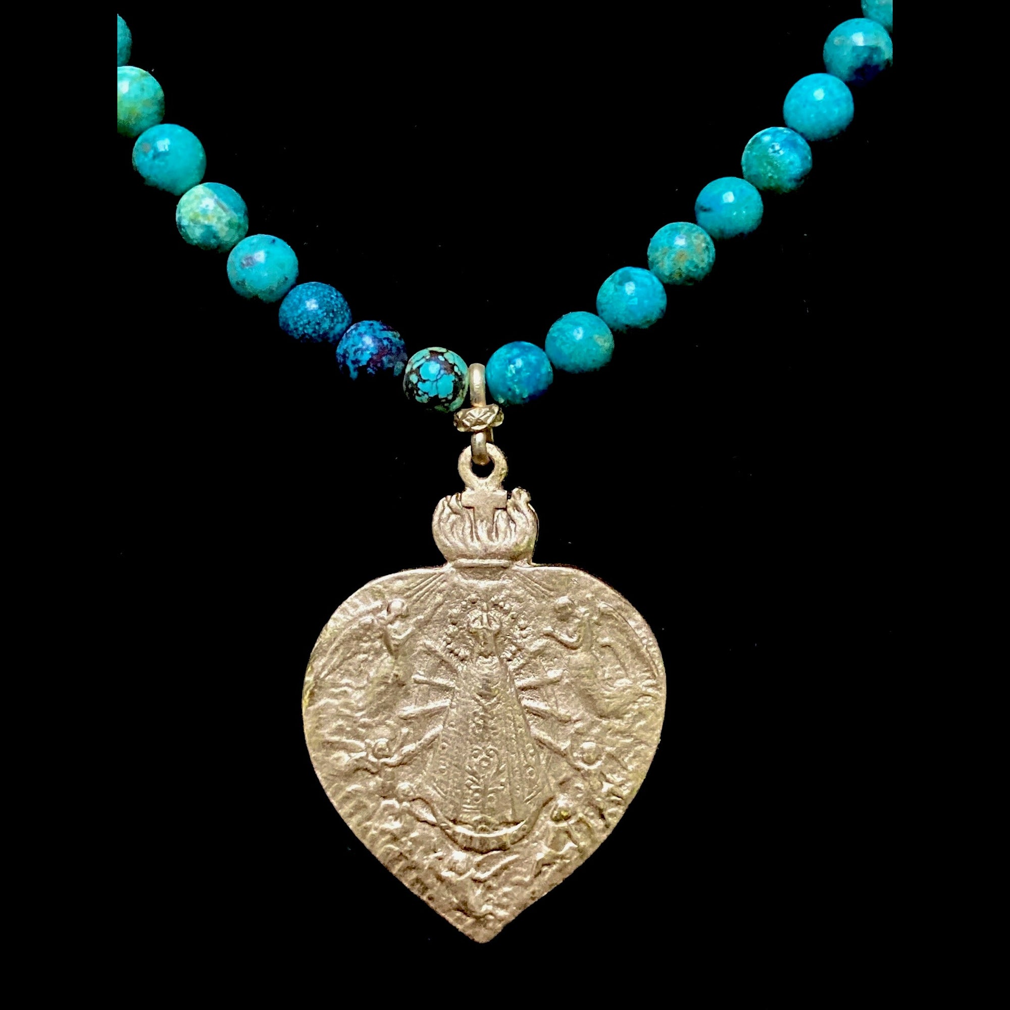 Lady of Lujan Turquoise Necklace in Gold by Whispering Goddess