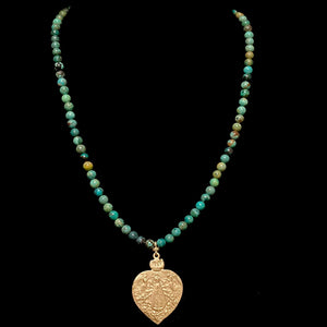 Lady of Lujan Turquoise Necklace in Gold by Whispering Goddess