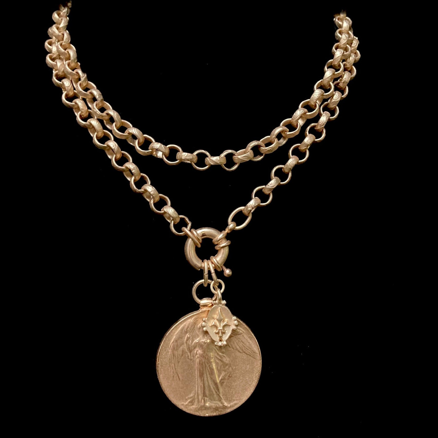 Saint Michael Medieval Cable Necklace Gold Whispering Cowgirl