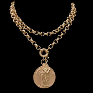 Saint Michael Medieval Cable Necklace - Gold - Whispering Cowgirl