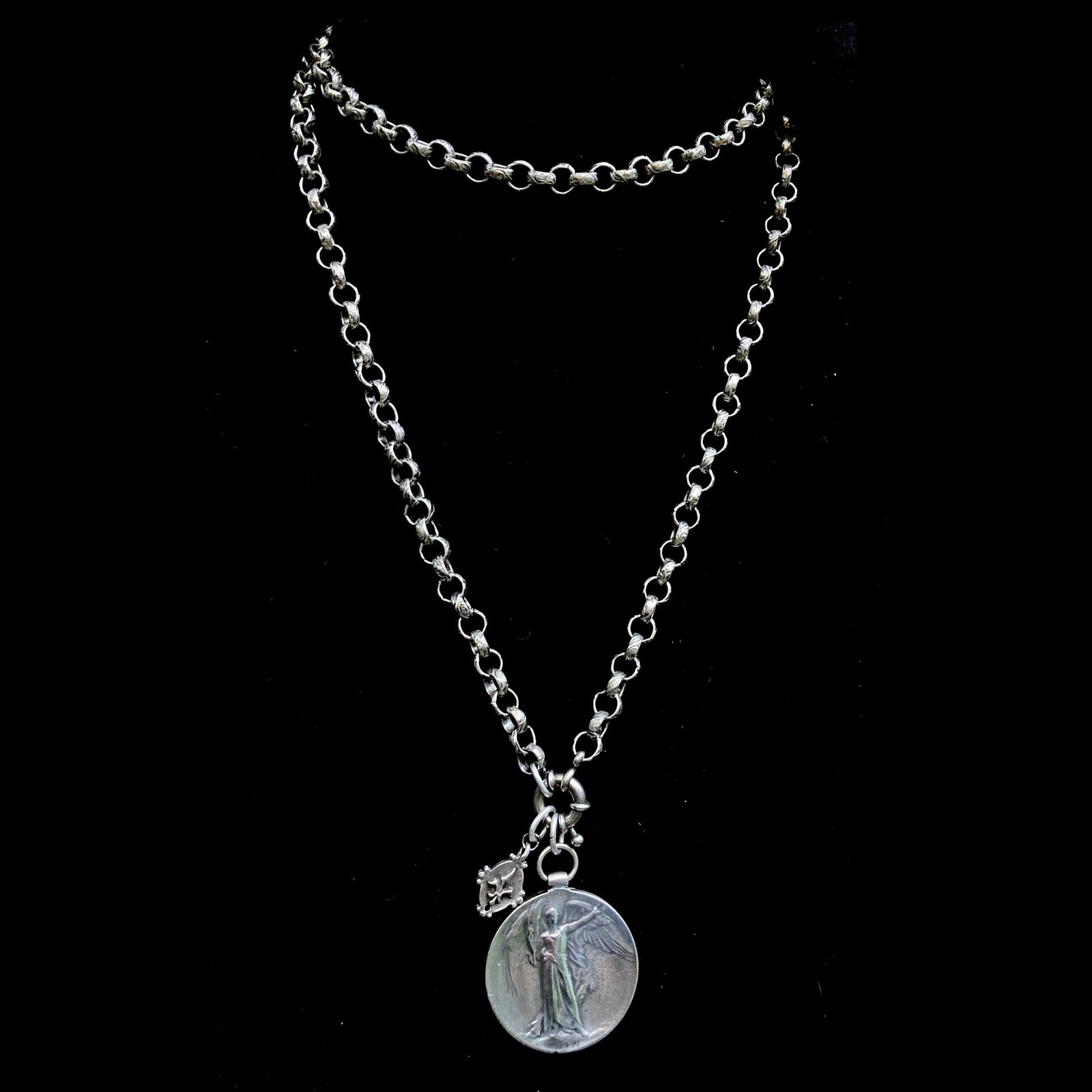 Saint Michael the Archangel Medieval Cable Necklace -  Silver