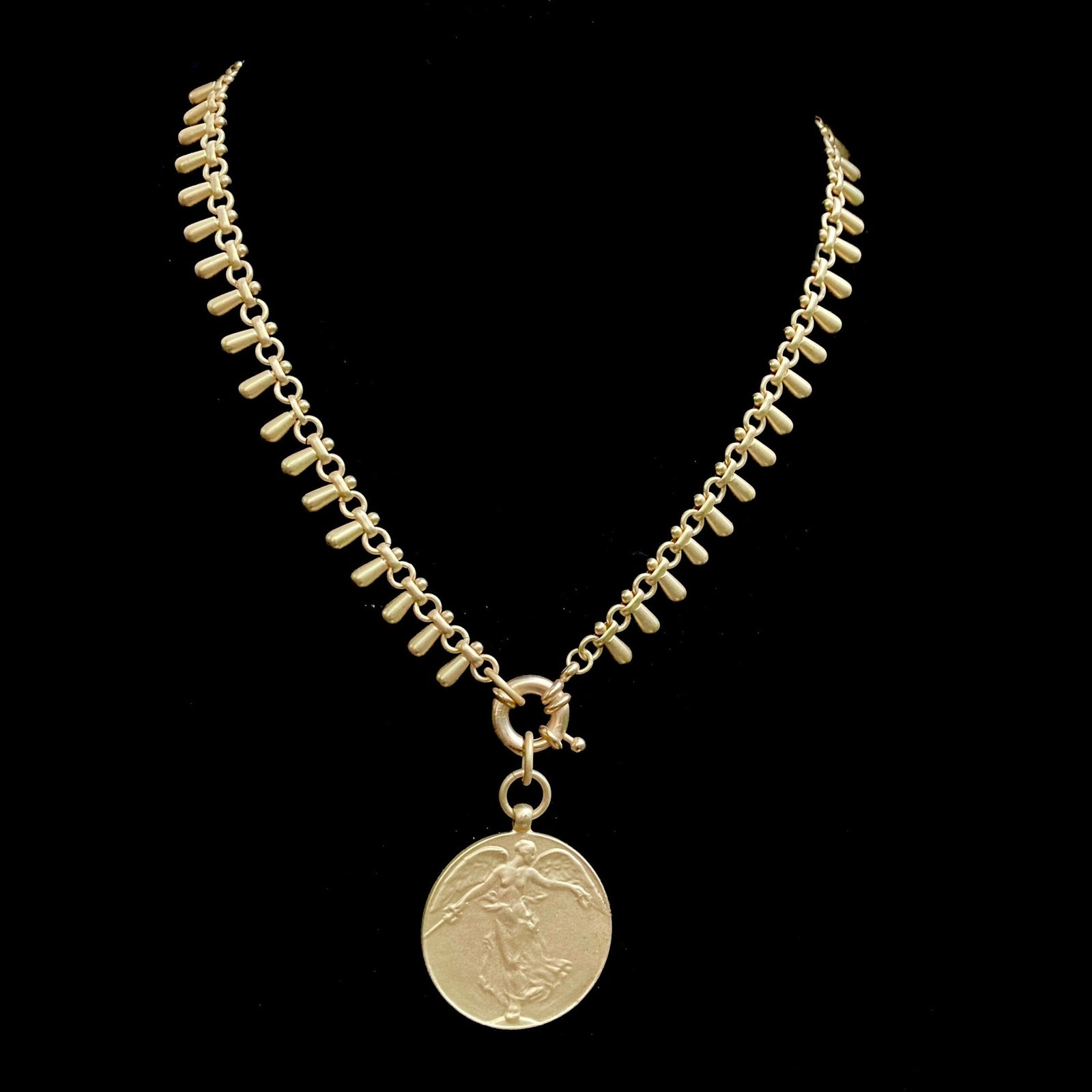 Peace Angel Feather Necklace in Gold by Whispering Goddess