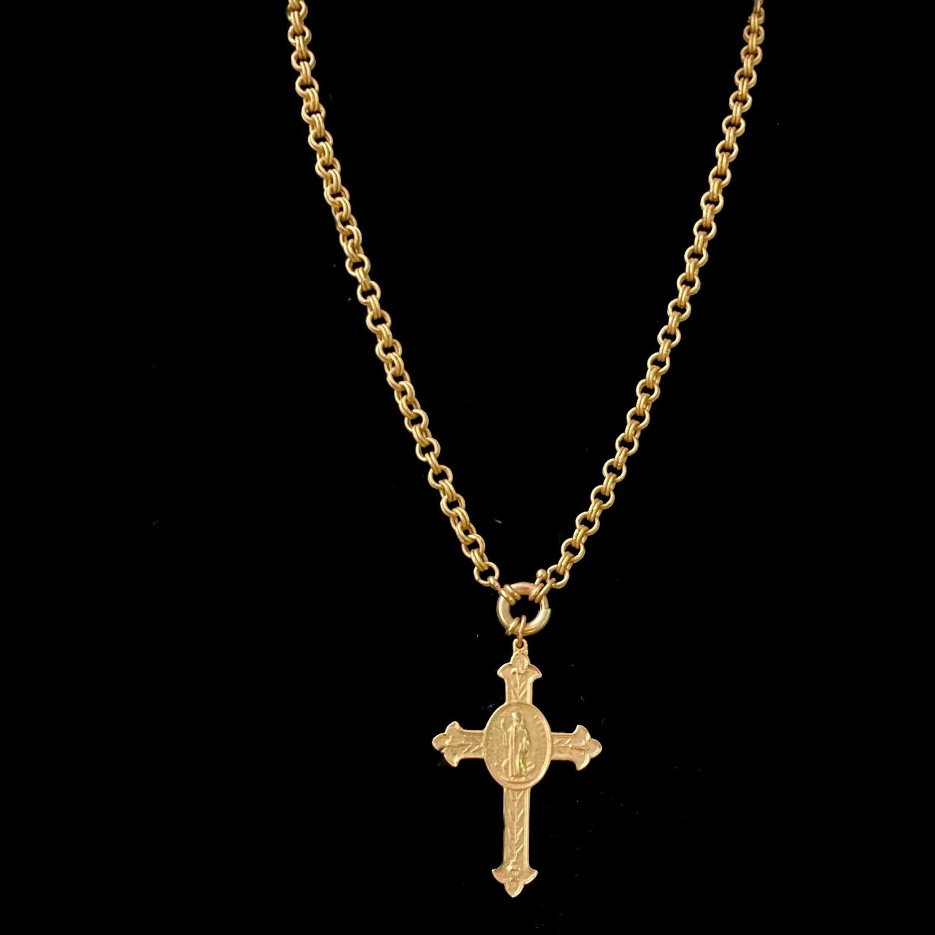 Medieval Gothic Metal Cross Rosary-Style Necklace in Black and Bronze –  Yore Finery
