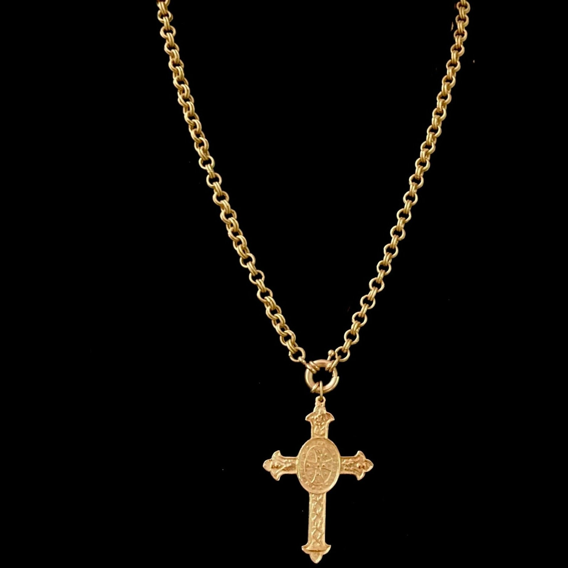 Cross of San Benito Medieval Chain  Necklace by Whispering Goddess - Gold