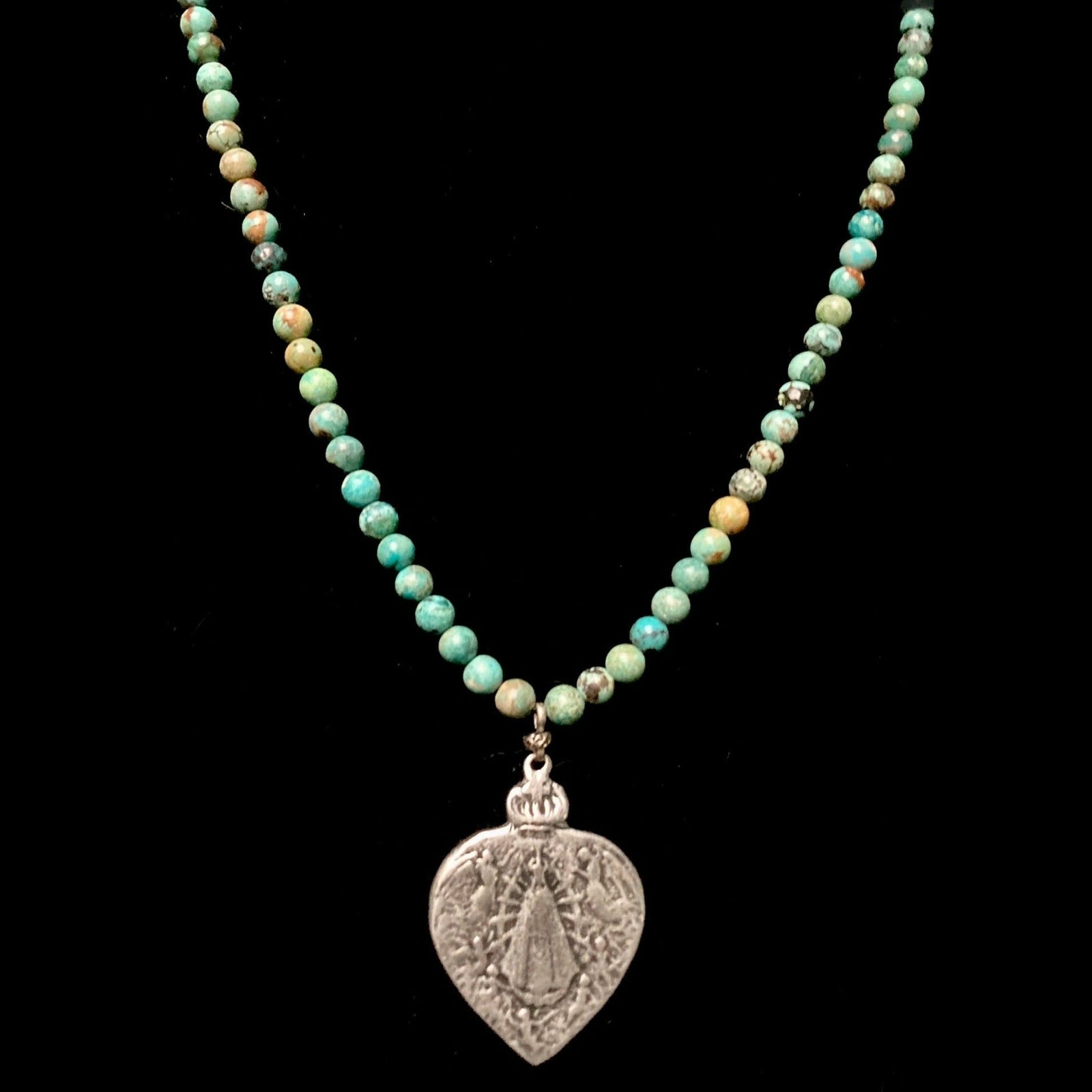 Our Lady of Lujan Turquoise Necklace in Silver by Whispering Goddess