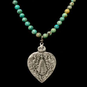 Our Lady of Lujan Turquoise Necklace in Silver by Whispering Goddess