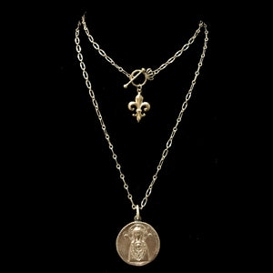 Archangel Gabriel & Theotokos Wisdom Chain Necklace by Whispering Goddess - Gold