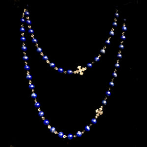 Fleur de Lis Cross Wrap Lapis & Silver with Peace Dove Necklace / Bracelet