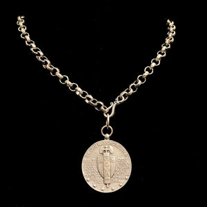Saint Michael Cable  Link Chain Necklace - Silver