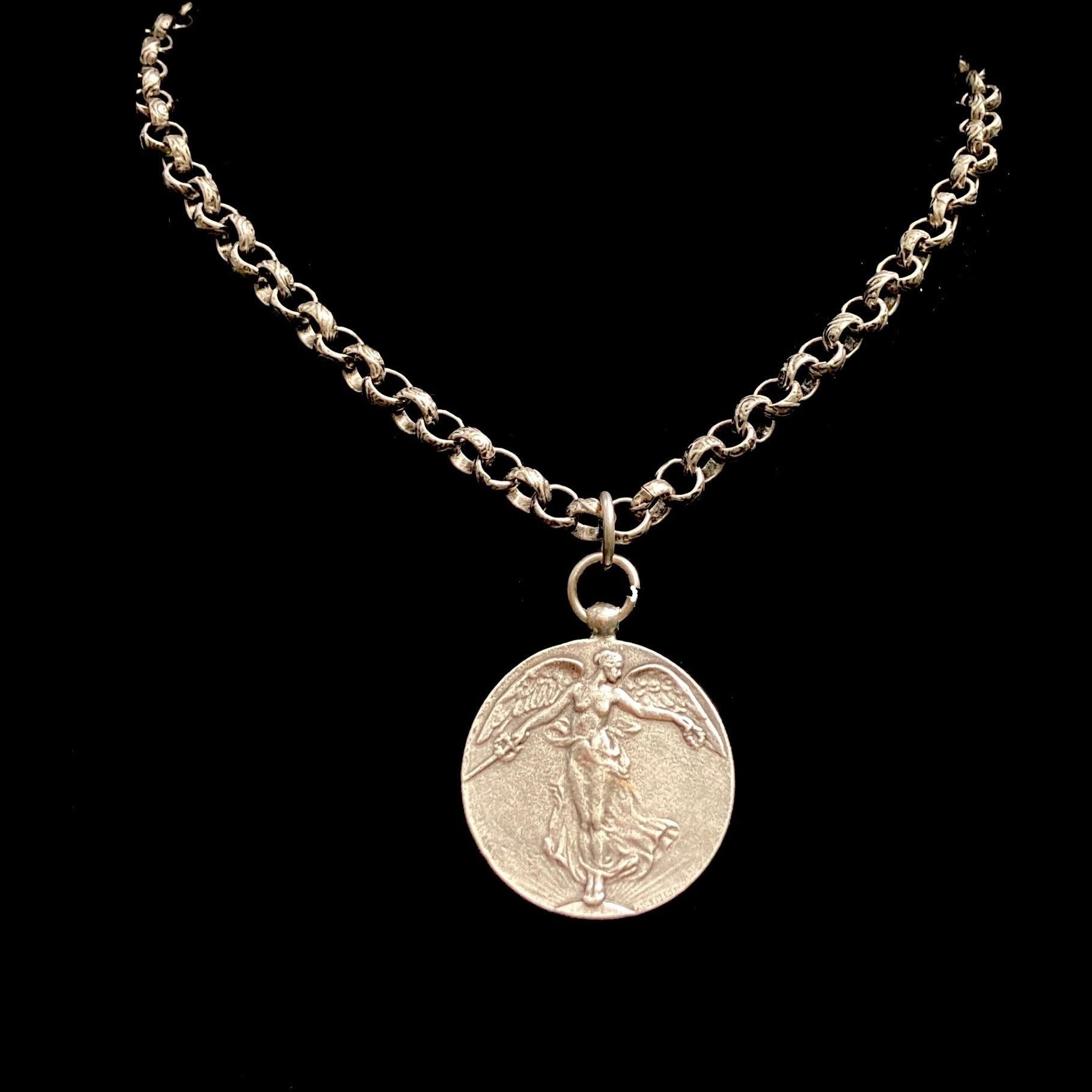 Peace Angel Cable Chain Necklace - Silver