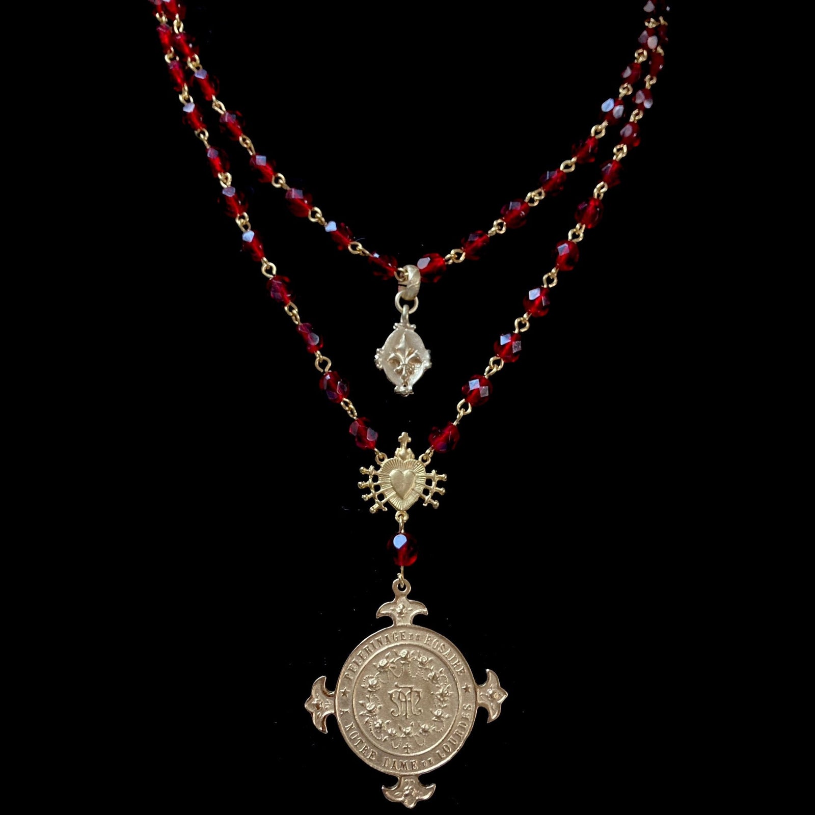 Lourdes Illumination Necklace in Garnet and Gold