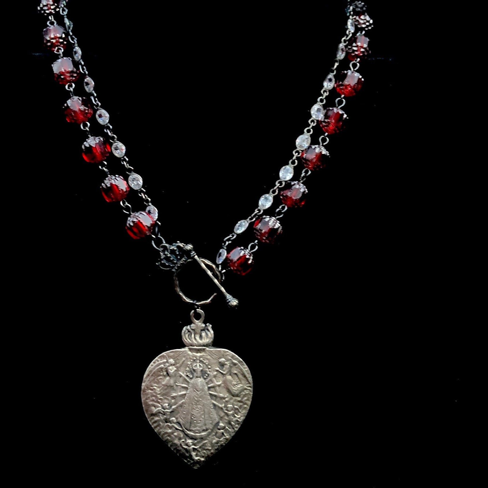 Lady of Lujan Sacred Heart  Ruby Ritual Necklace