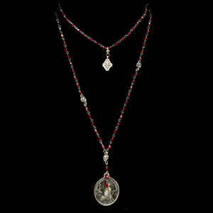 Mary Magdalene at la Sainte-Baume Ruby Ritual  Necklace Sterling Silver & Gunmetal