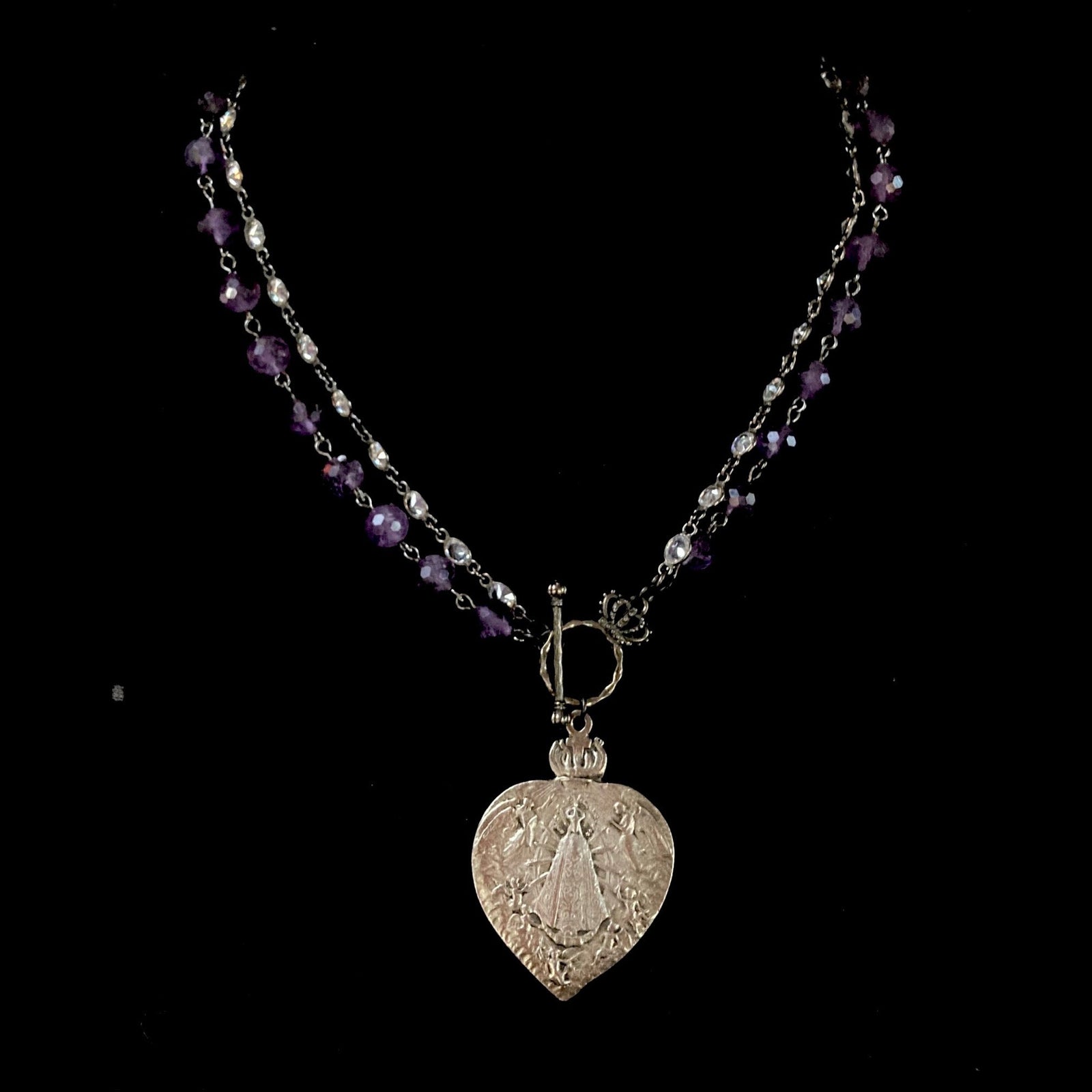 Lady of Lujan Sacred Heart  Amethyst Ritual Necklace