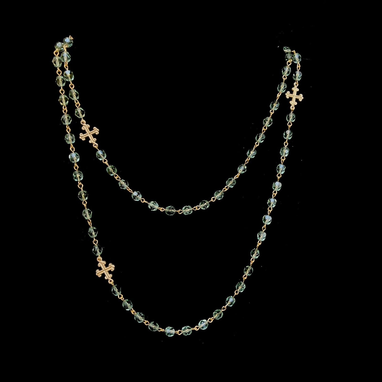 Fleur de Lis Cross Wrap Peridot and Gold  Necklace / Bracelet