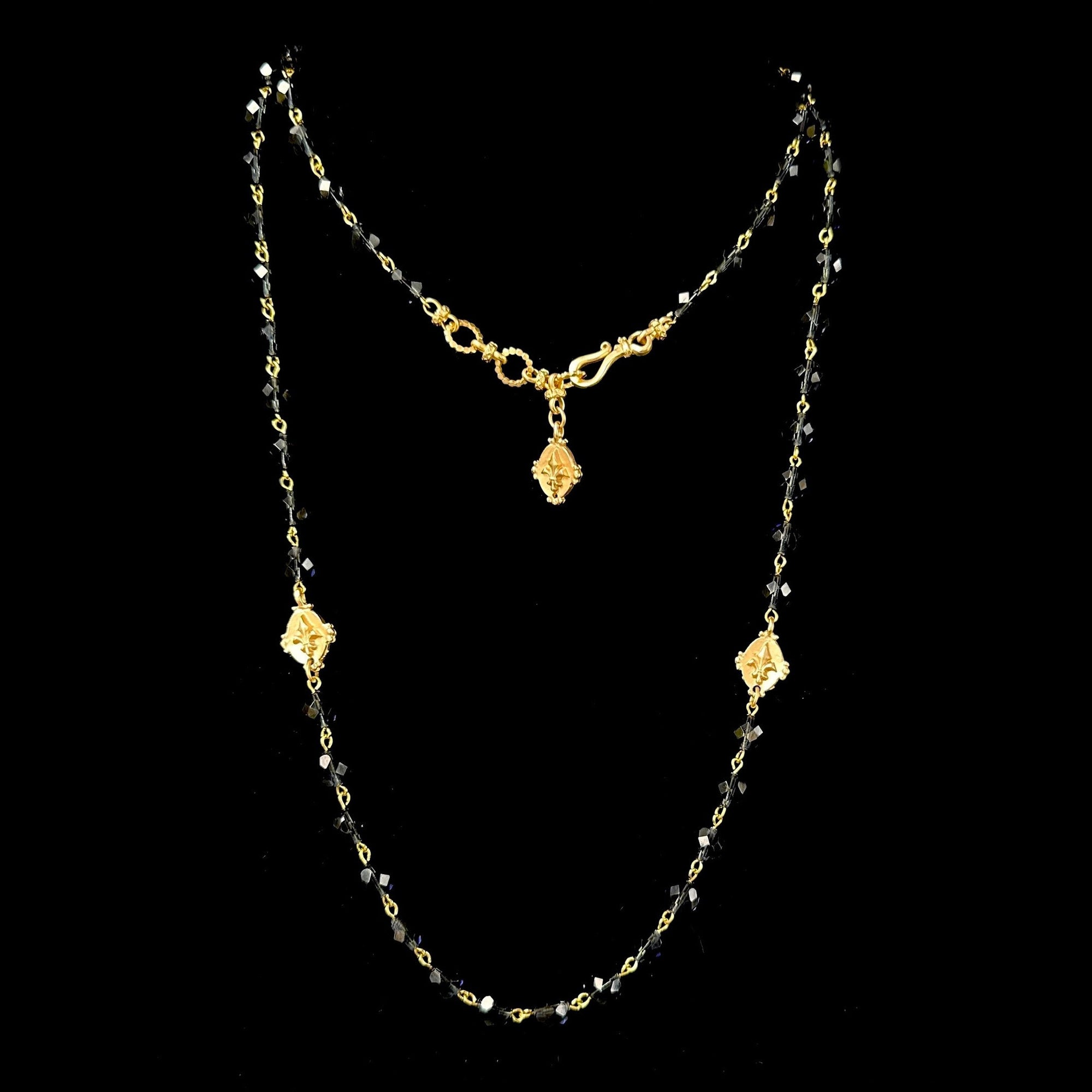 Fleur de Lis Wrap in Montana Sapphire & Gold Necklace / Bracelet