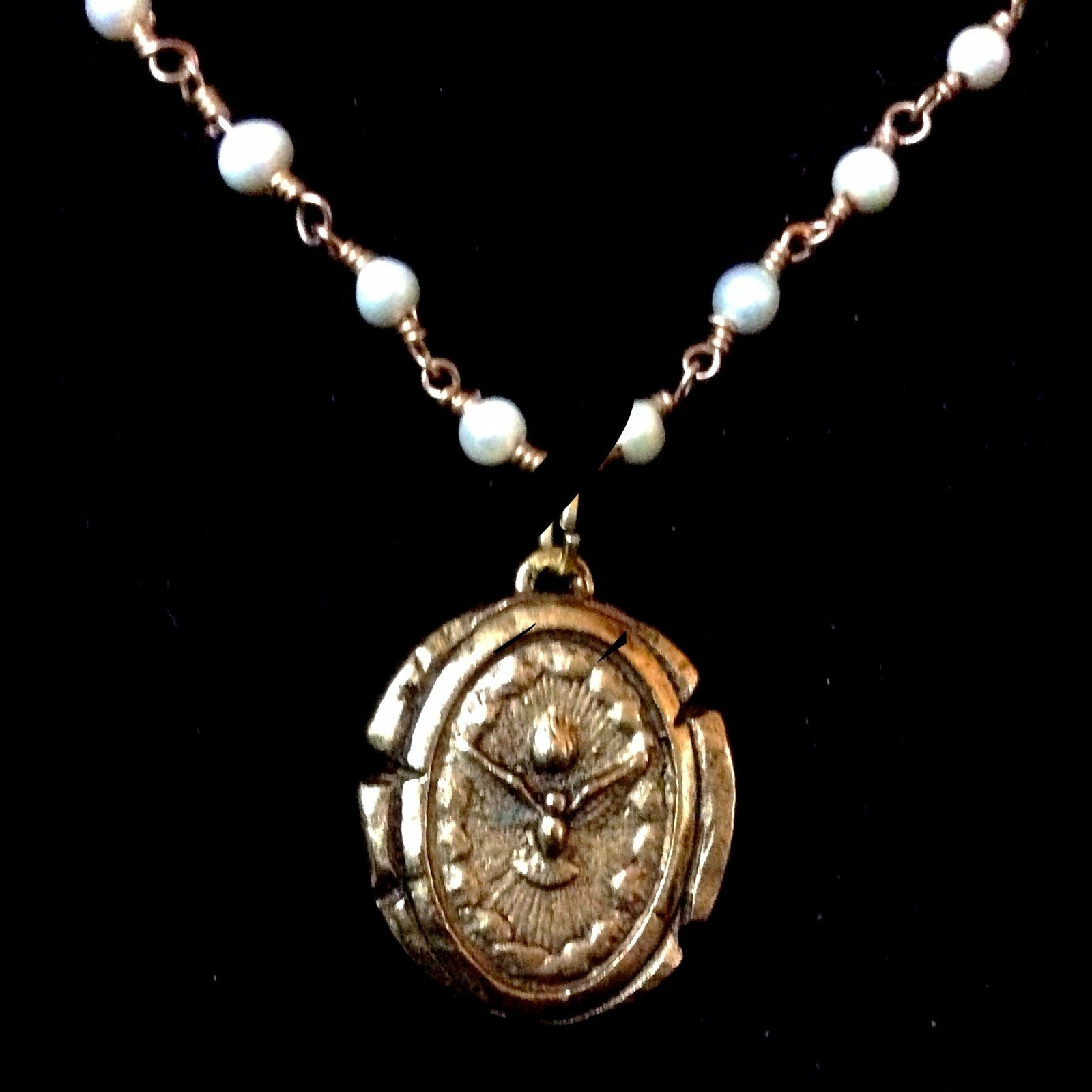 Peaceful Dove Freshwater Pearl Necklace in Gold by Whispering Goddess