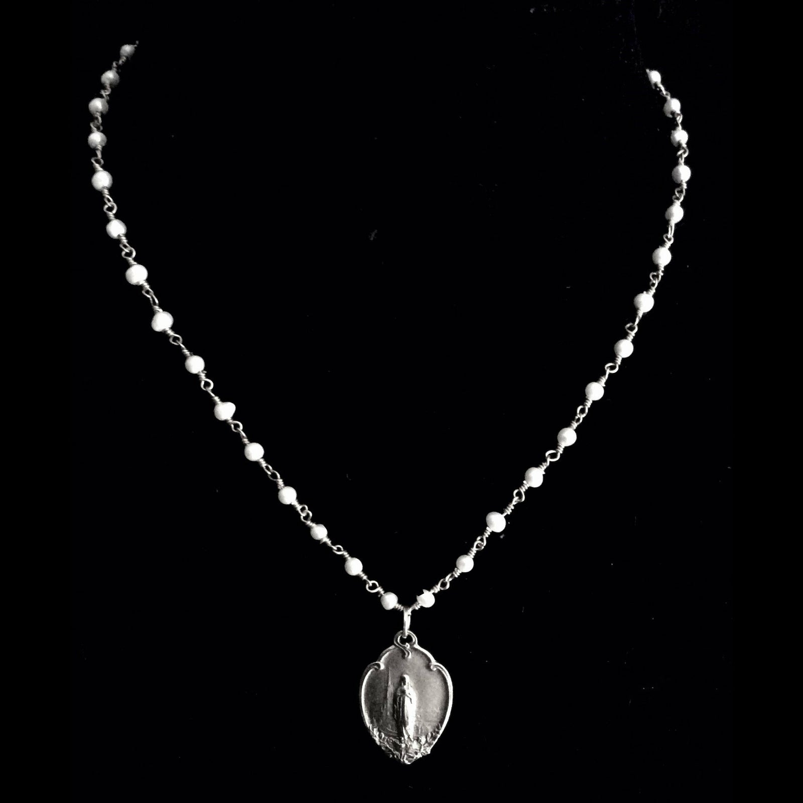 Notre Dame Freshwater Pearl Necklace in Silver by Whispering Goddess