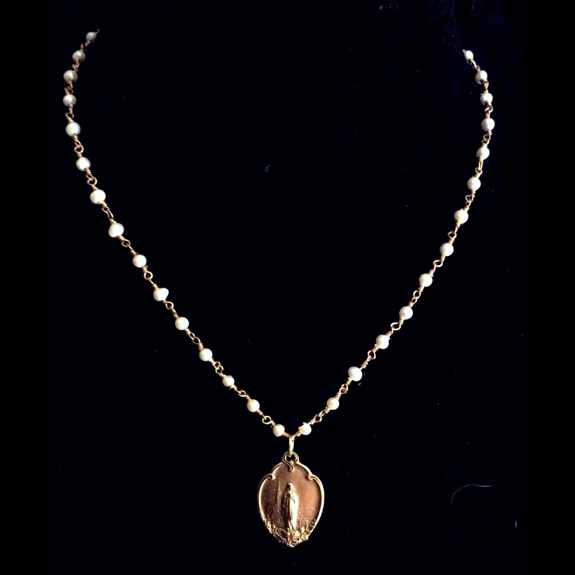 Notre Dame Freshwater Pearl Necklace in Gold by Whispering Goddess