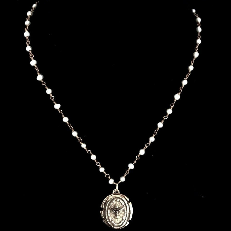 Peaceful Dove Freshwater Pearl Necklace in Silver by Whispering Goddess