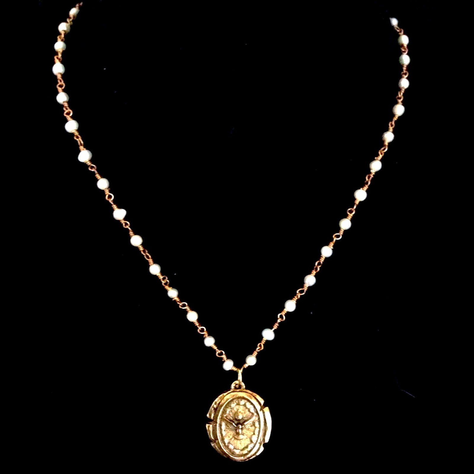 Peaceful Dove Freshwater Pearl Necklace in Gold by Whispering Goddess