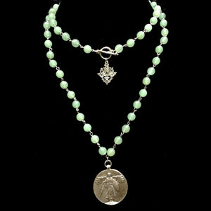 Aventurine Dream St. Michael Medallion Necklace by Whispering Goddess