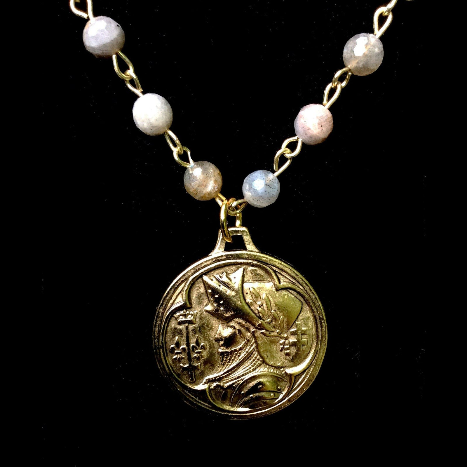 Joan of Arc Domremy Necklace in Faceted Labradorite by Whispering Goddess