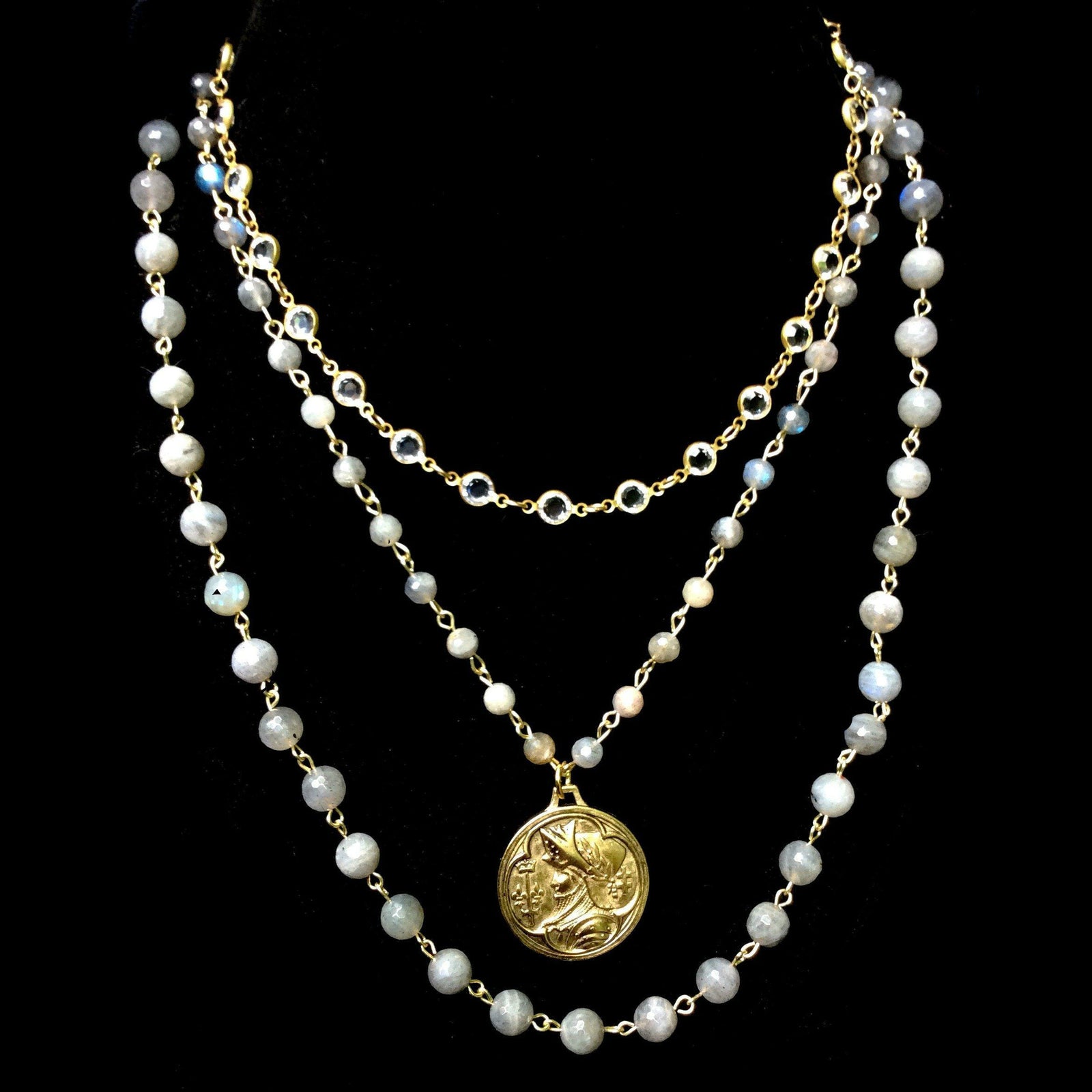 Joan of Arc Domremy Necklace in Faceted Labradorite by Whispering Goddess