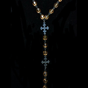 Black Madonna Triple Cross Drop Necklace in Smokey Topaz Jasper by Whispering Goddess