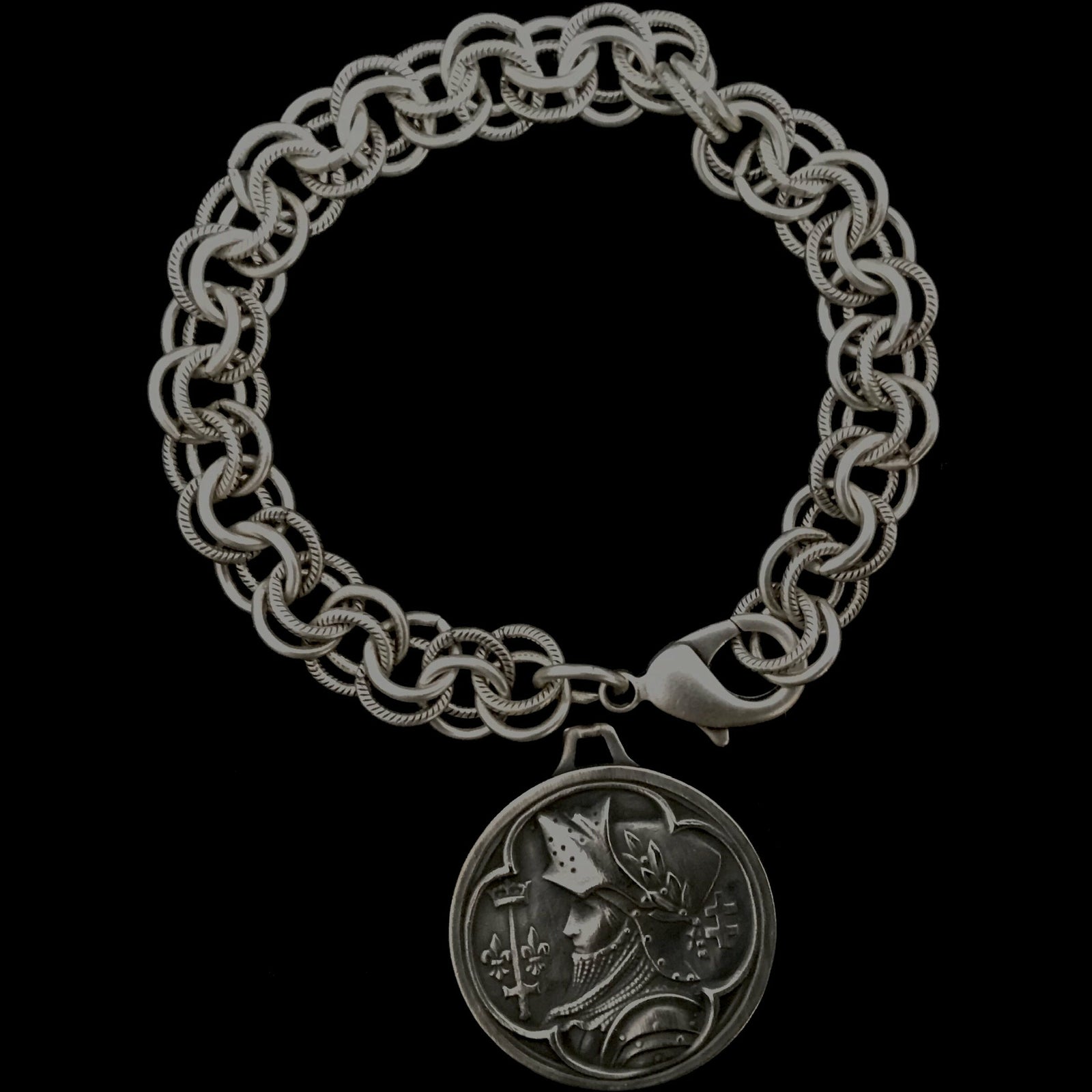 Joan of Arc Double Cable Bracelet by Whispering Goddess - Silver