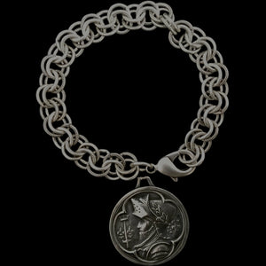 Joan of Arc Double Cable Bracelet by Whispering Goddess - Silver
