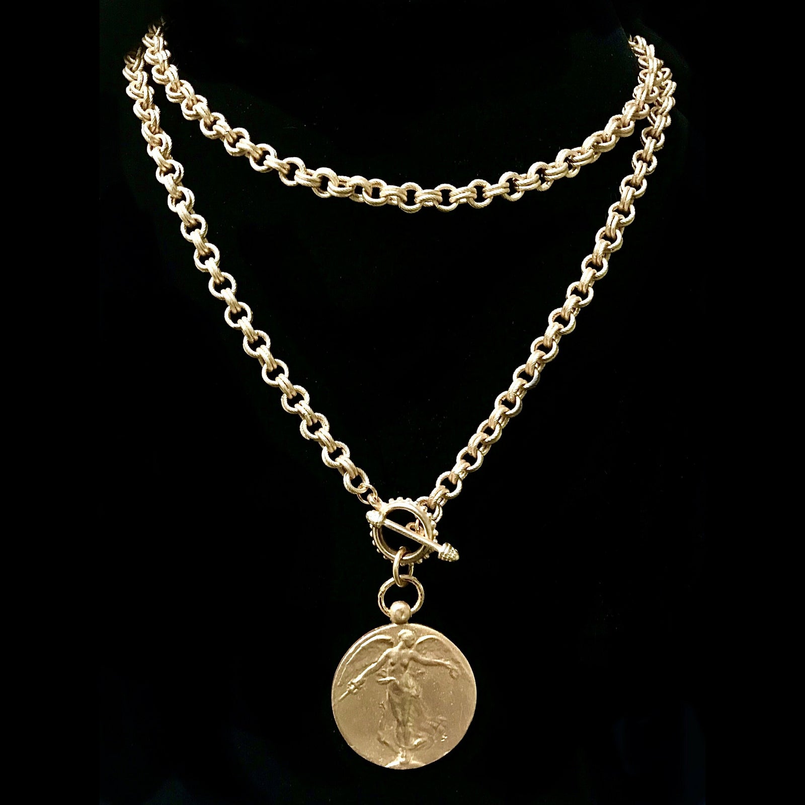 Peace Angel Double Cable Necklace  by Whispering Goddess - Gold