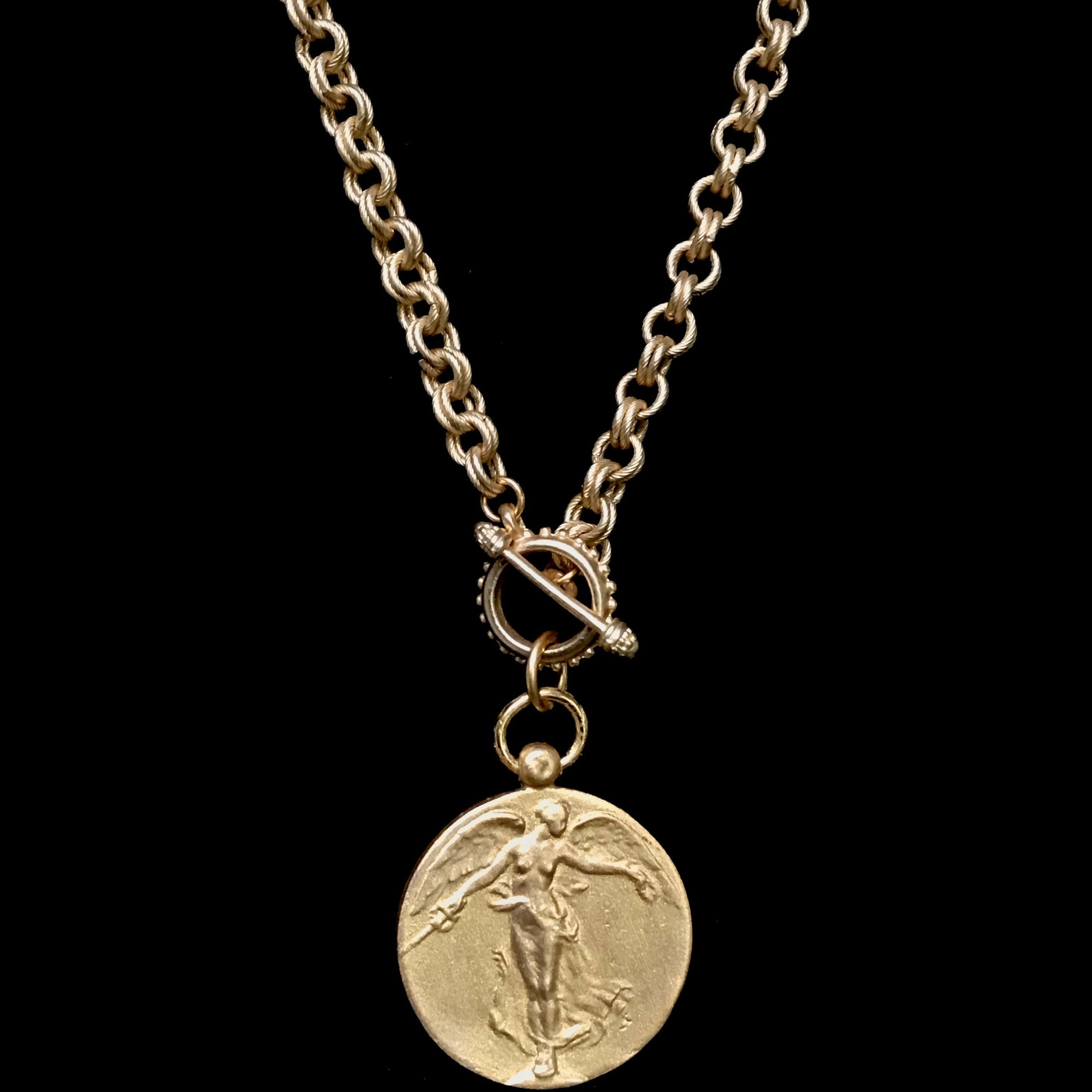 Peace Angel Double Cable Necklace  by Whispering Goddess - Gold