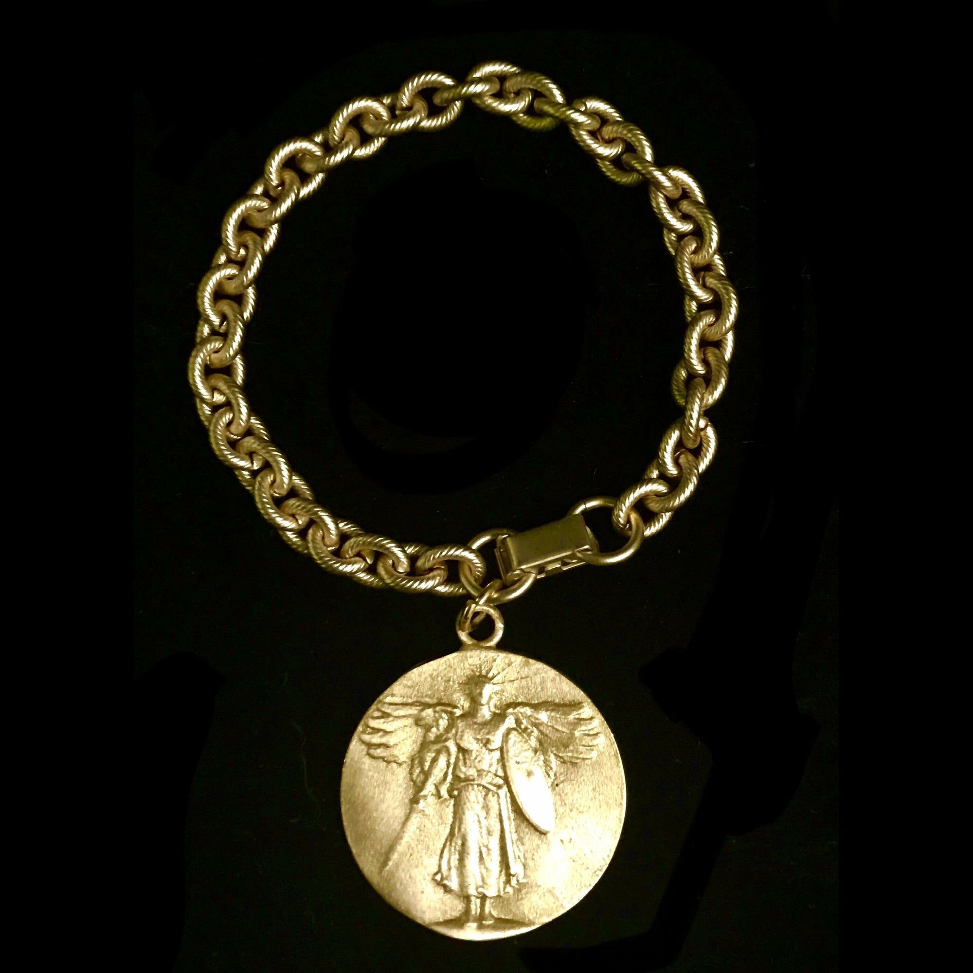 Saint Michael Victory Cable Link Bracelet by Whispering Goddess - Gold