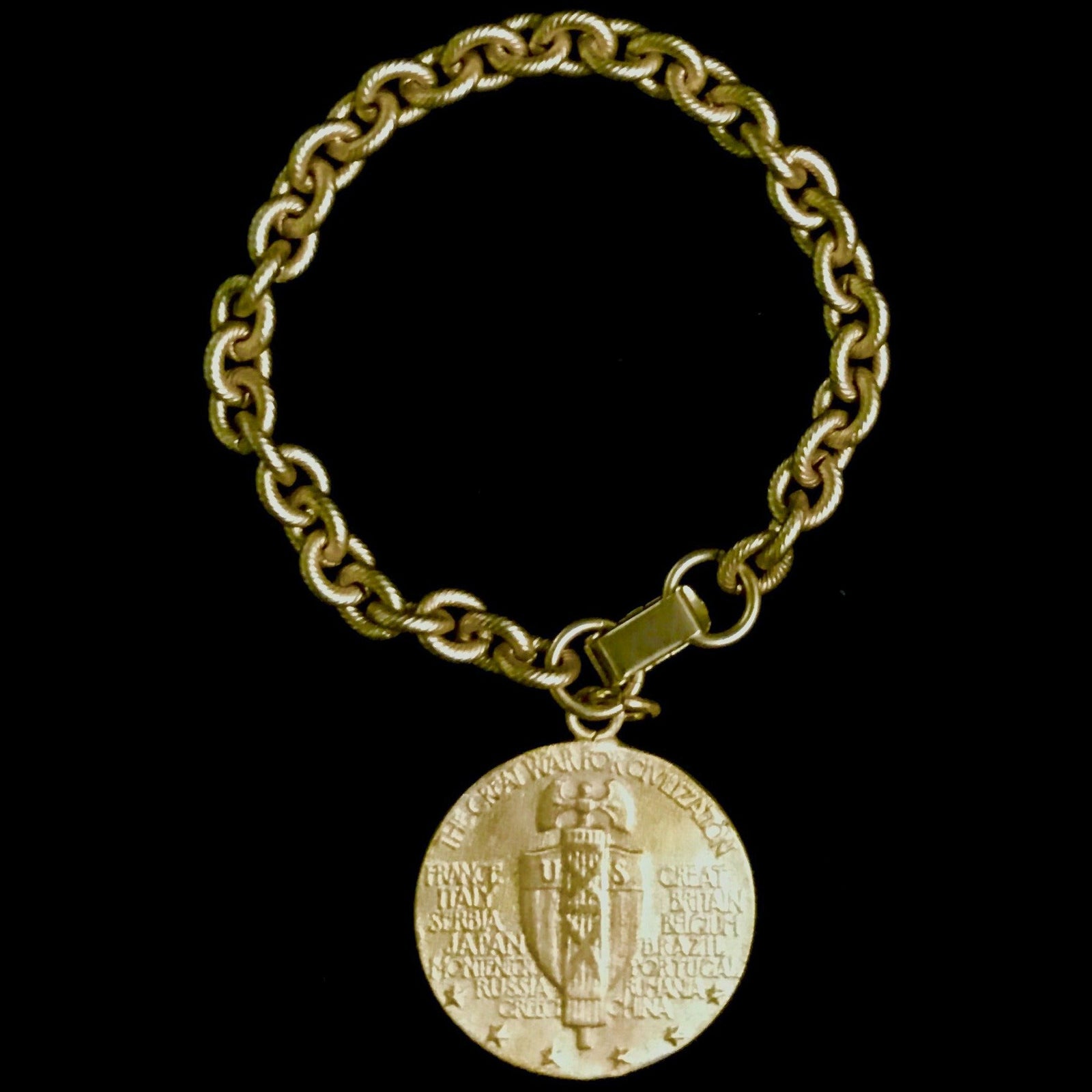 Saint Michael Victory Cable Link Bracelet by Whispering Goddess - Gold
