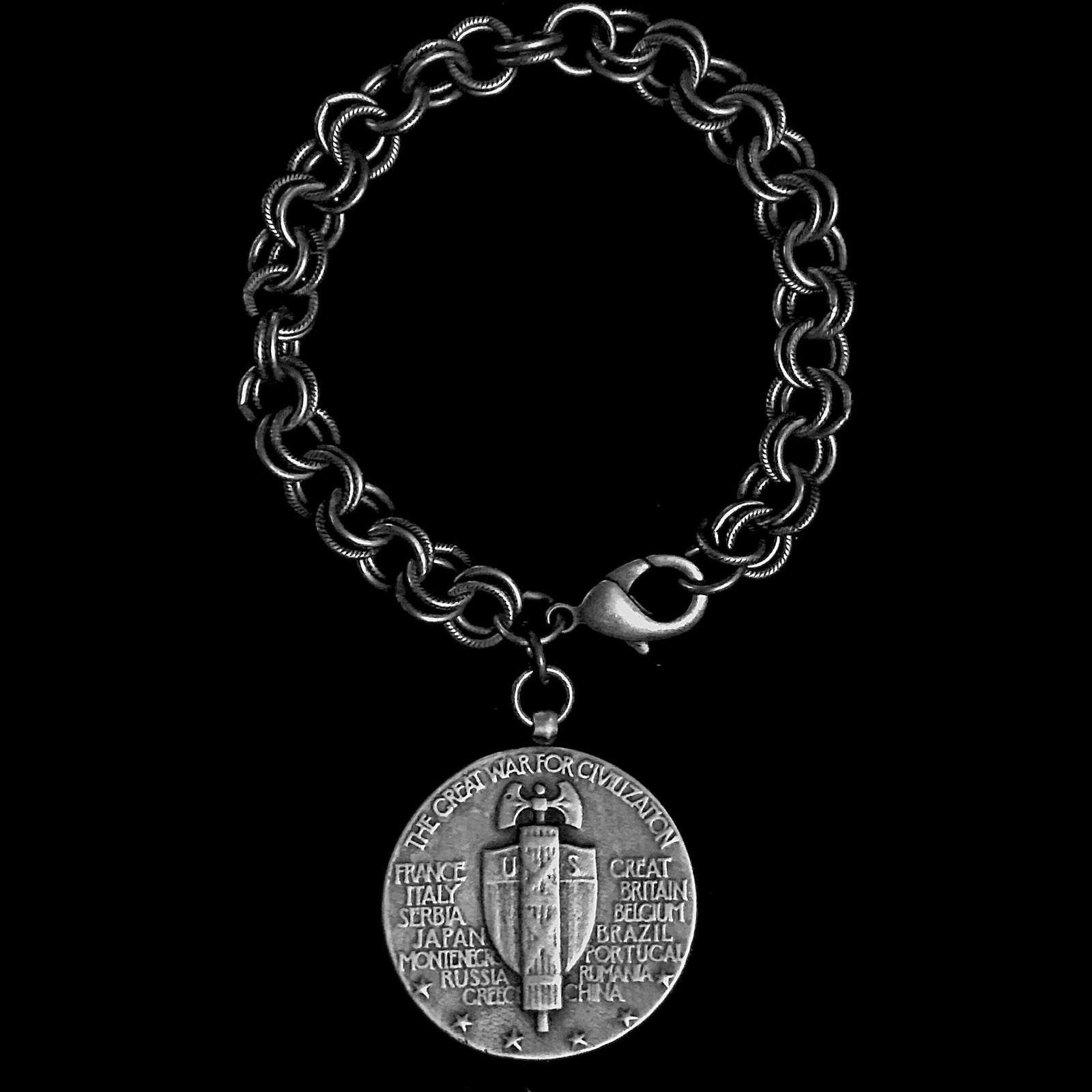 Saint Michael Victory Cable Link Bracelet by Whispering Goddess - Silver