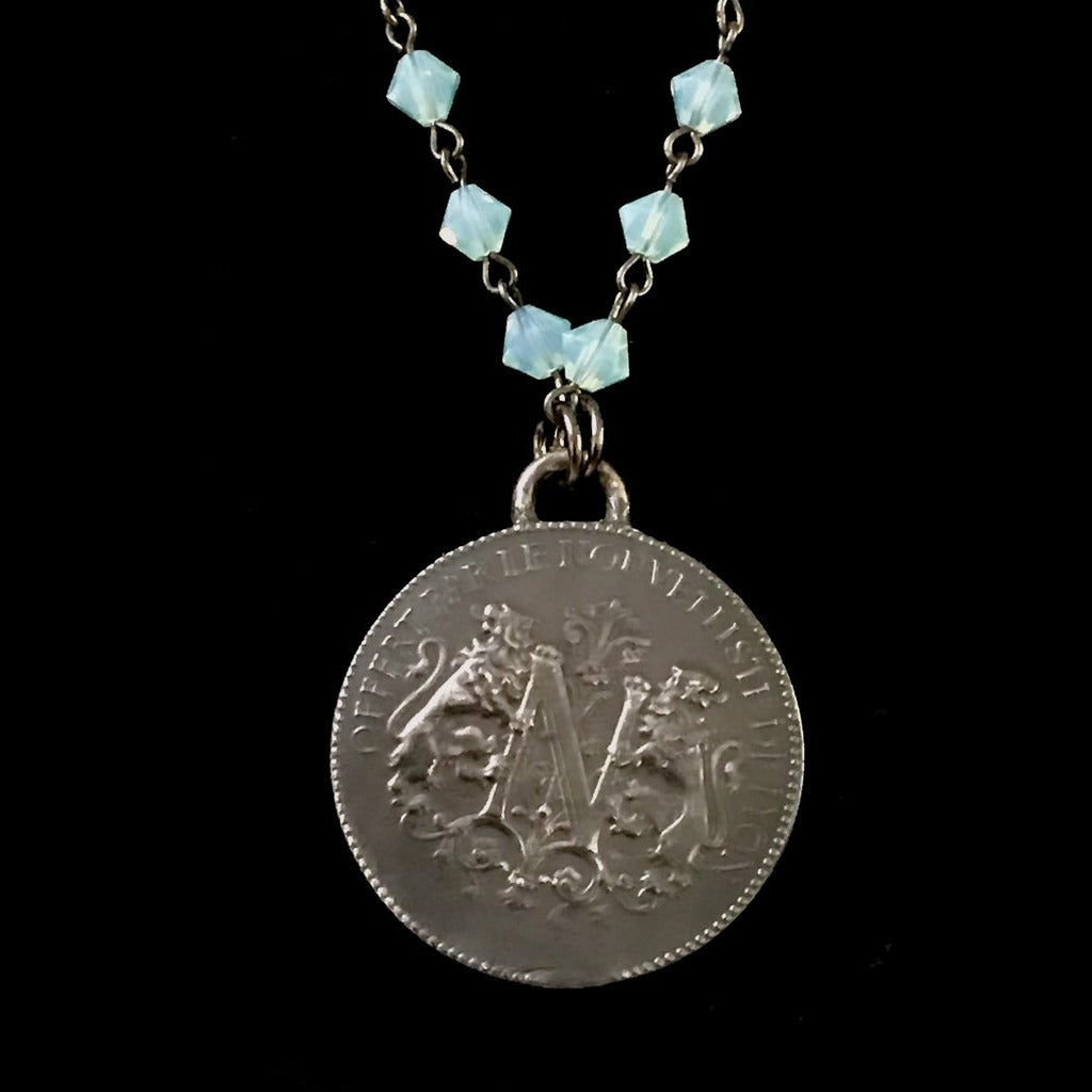Single Strand  Saint Joan of Arc Bravery Necklace in Pacific Opal & Sterling Silver by Whispering Goddess