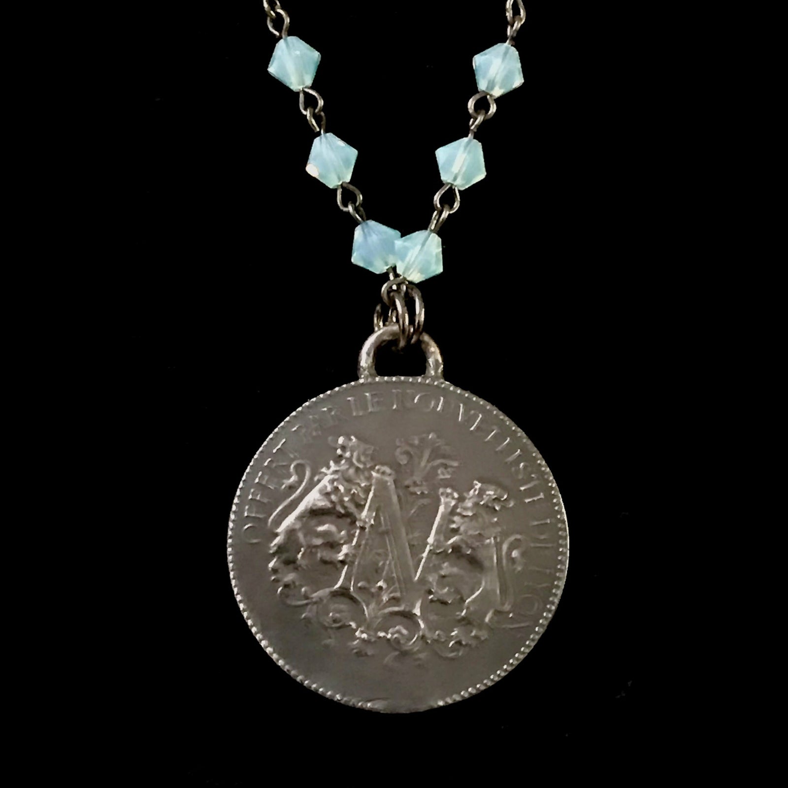 Saint Joan of Arc Bravery Necklace in Pacific Opal & Sterling Silver by Whispering Goddess