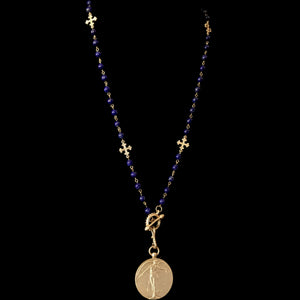 Peace Angel on Lapis Lazuli Shepherd's Hook Necklace by Whispering Goddess
