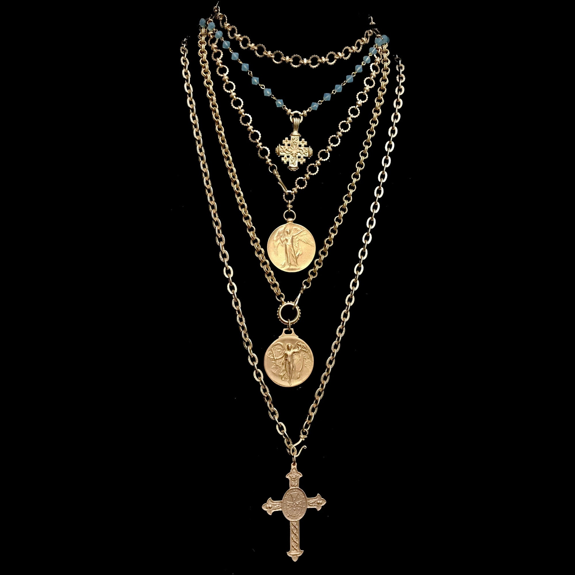 Cross of San Benito Cable Necklace by Whispering Goddess - Gold