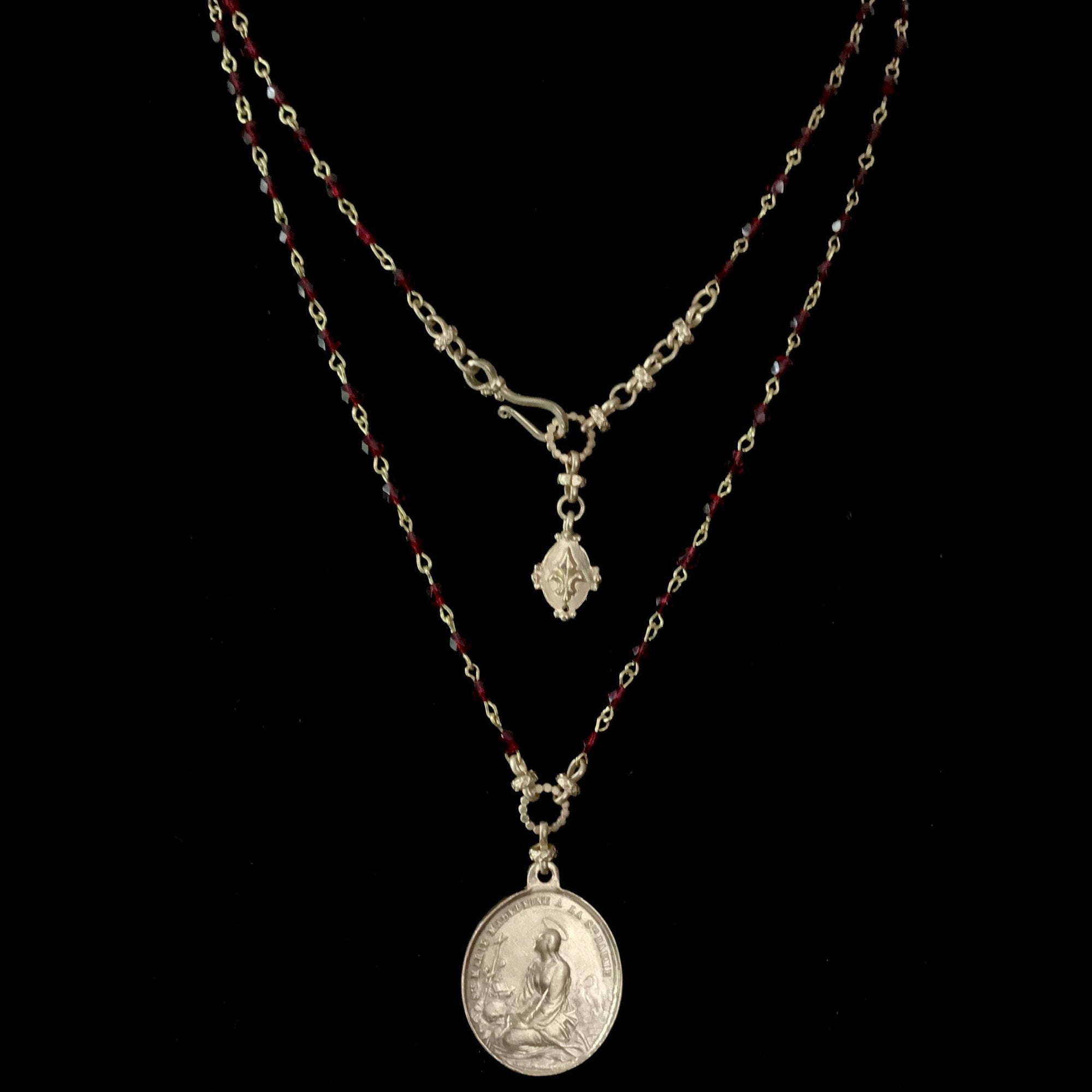 Mary Magdalene at la Sainte-Baume Necklace in Garnet  and Gold