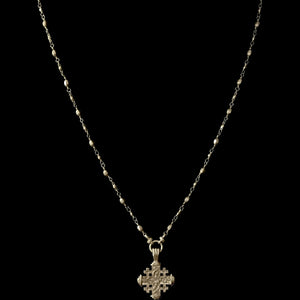 Pilgrim's Cross with Fleur de Lis in Golden Bead Chain by Whispering Goddess