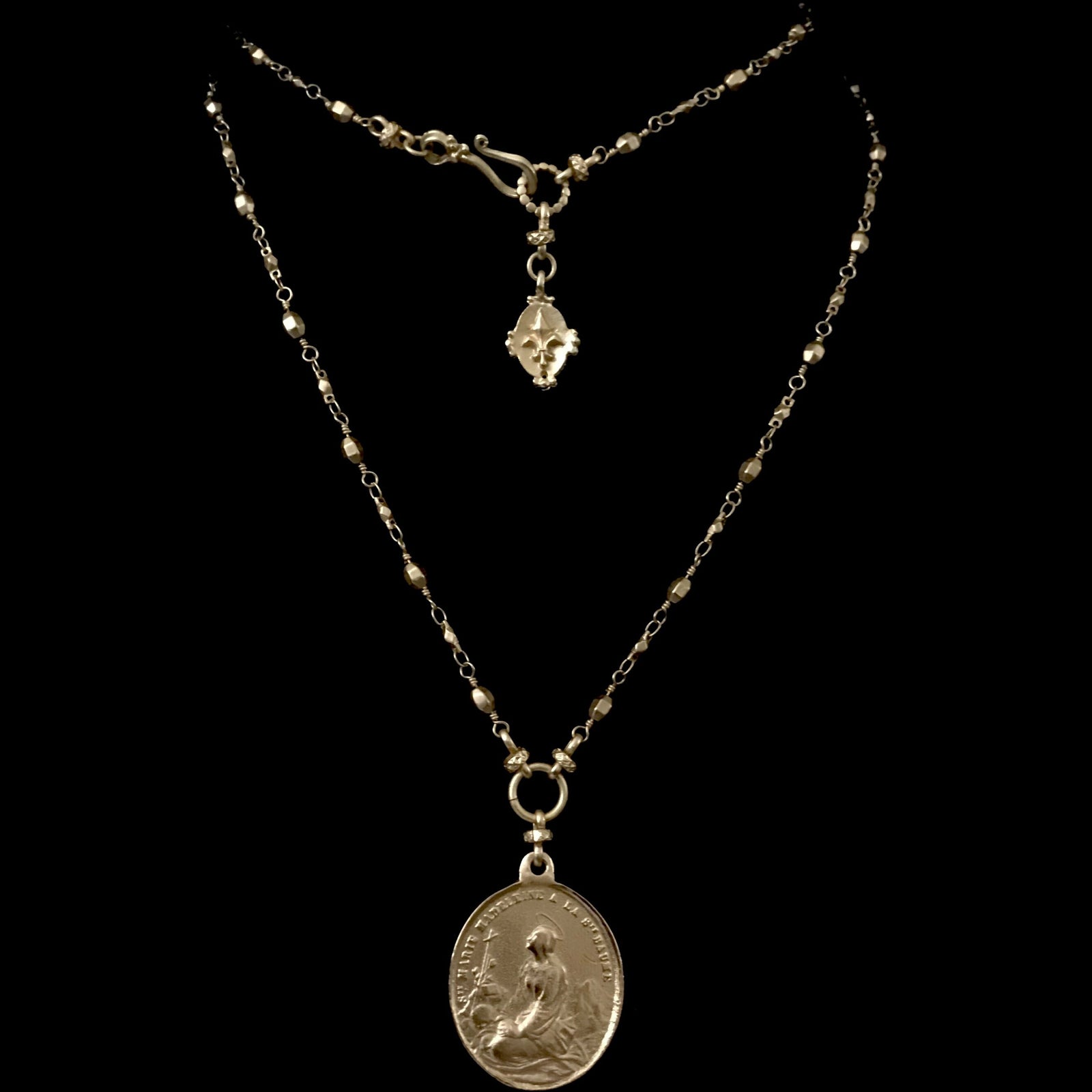 Mary Magdalene la Sainte-Baum with Fleur de Lis in Golden Bead Chain by Whispering Goddess