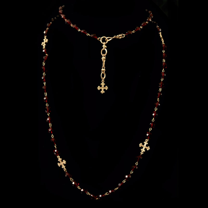 Fleur de Lis Cross Wrap Garnet & Gold Necklace / Bracelet by Whisperin ...