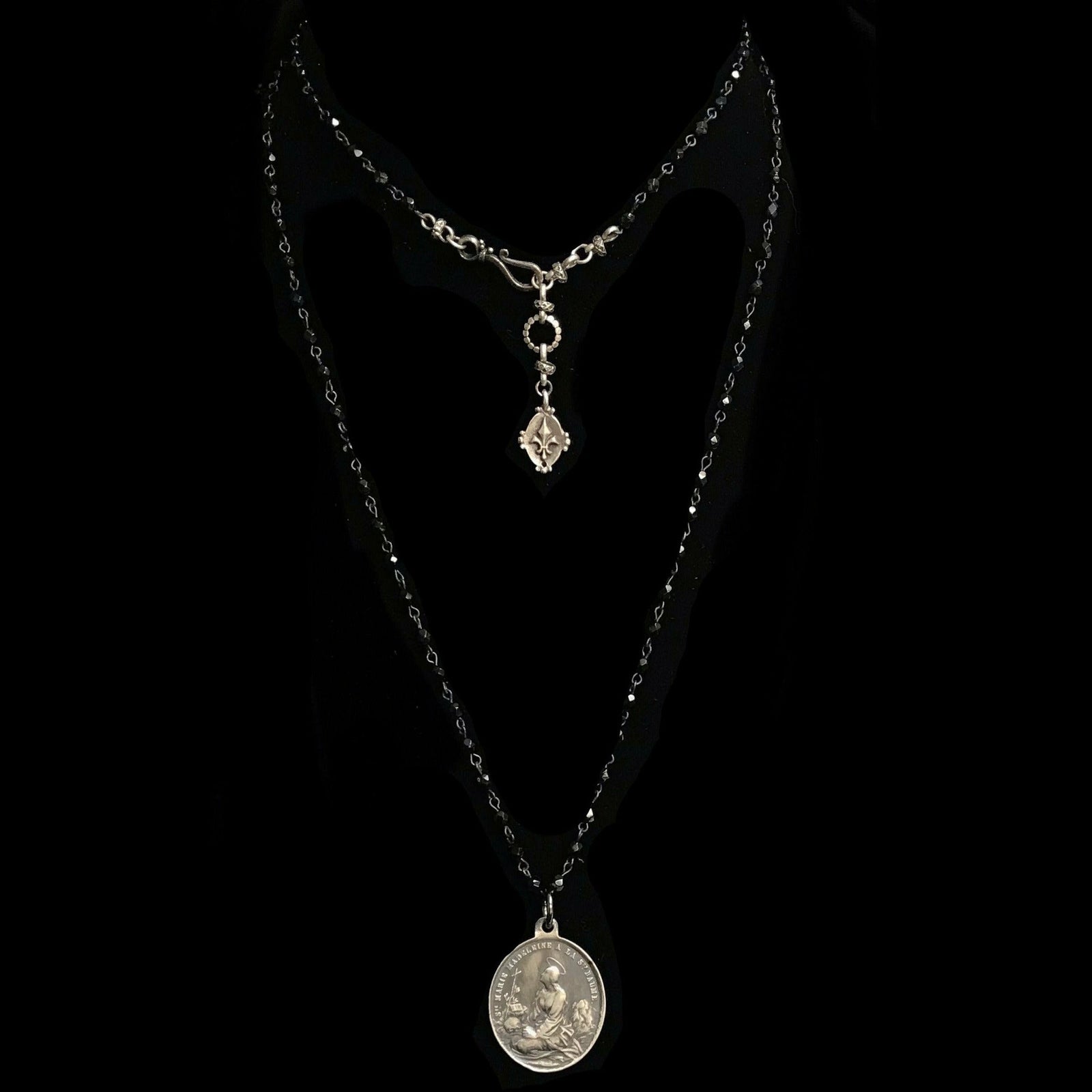 Mary Magdalene at la Sainte-Baume Necklace in Black Jet and Silver