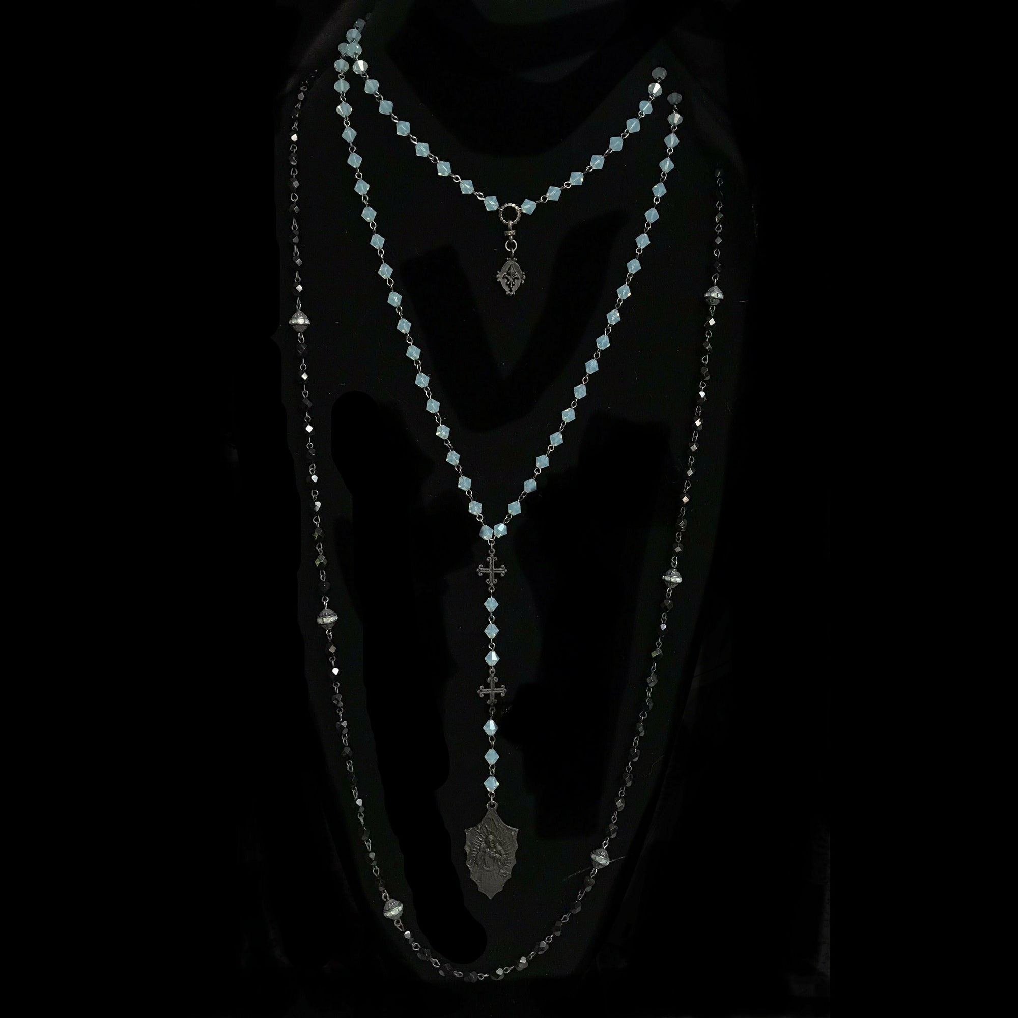 Pacific Opal and Black Jet  Wrap Necklace by Whispering Goddess