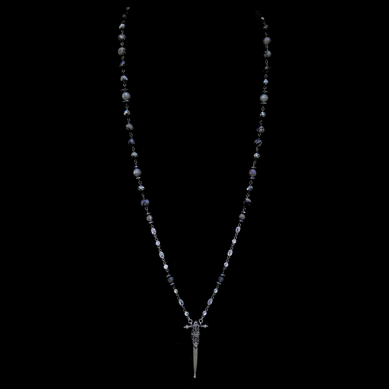 Single Strand  Fierbois Sword in Galaxy Mix & Sterling Silver