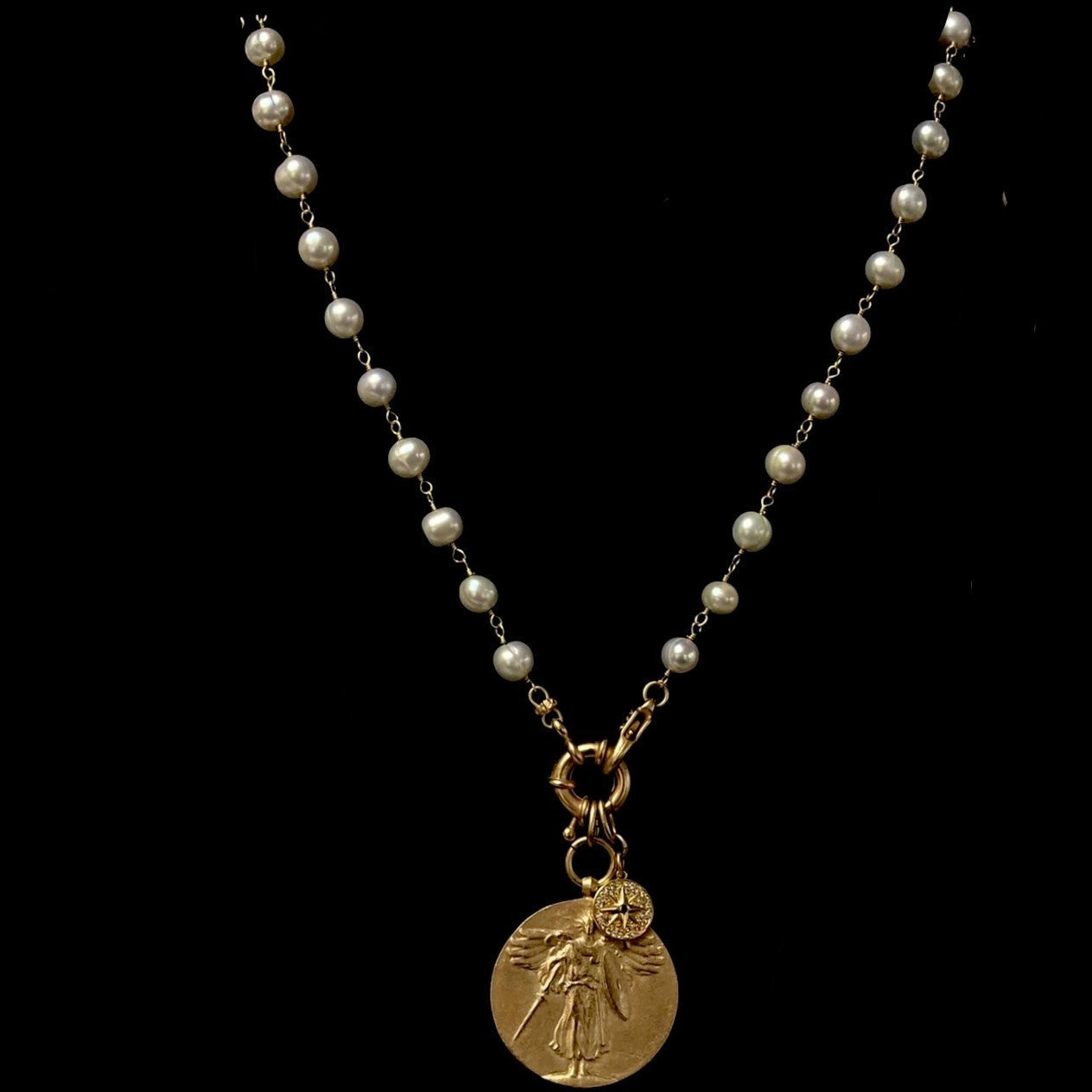 Saint Michael True North Freshwater Pearl Necklace