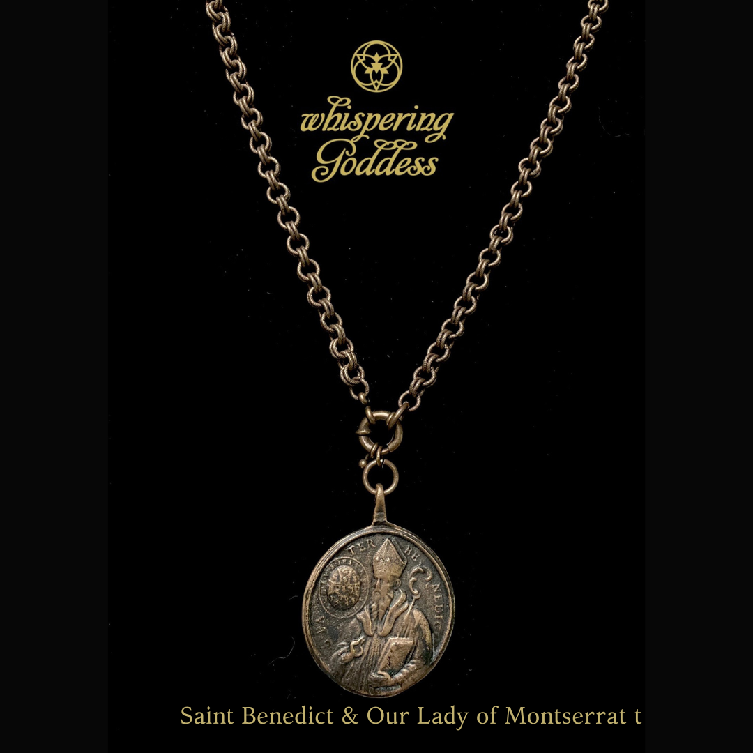 Black Madonna of Montserrat Medallion Necklace in Bronze
