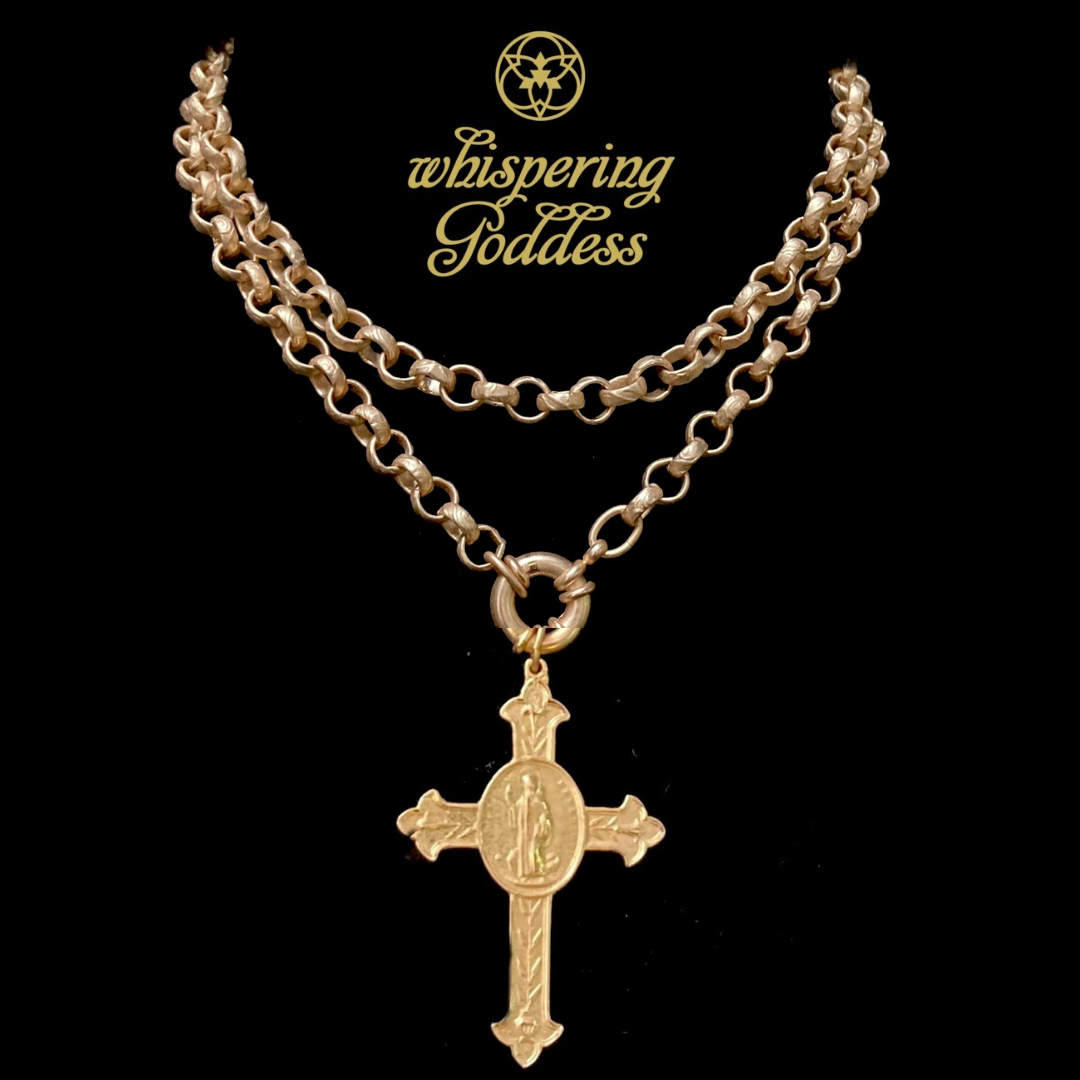 Cross of San Benito Medieval Chain  Necklace by Whispering Goddess - Gold